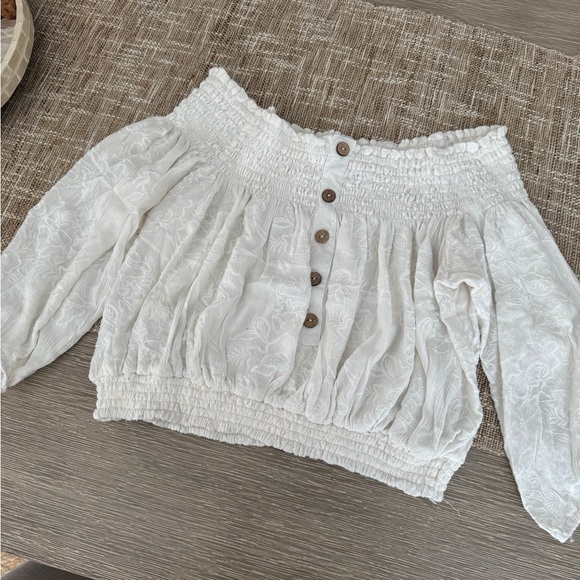 Vintage Havana Tops - White Off-Shoulder Women's Top